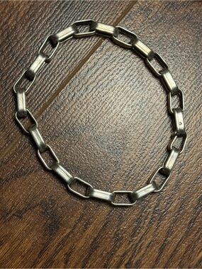 Silver Link Chain Bracelet - Modern Rectangular Links 925 Silver